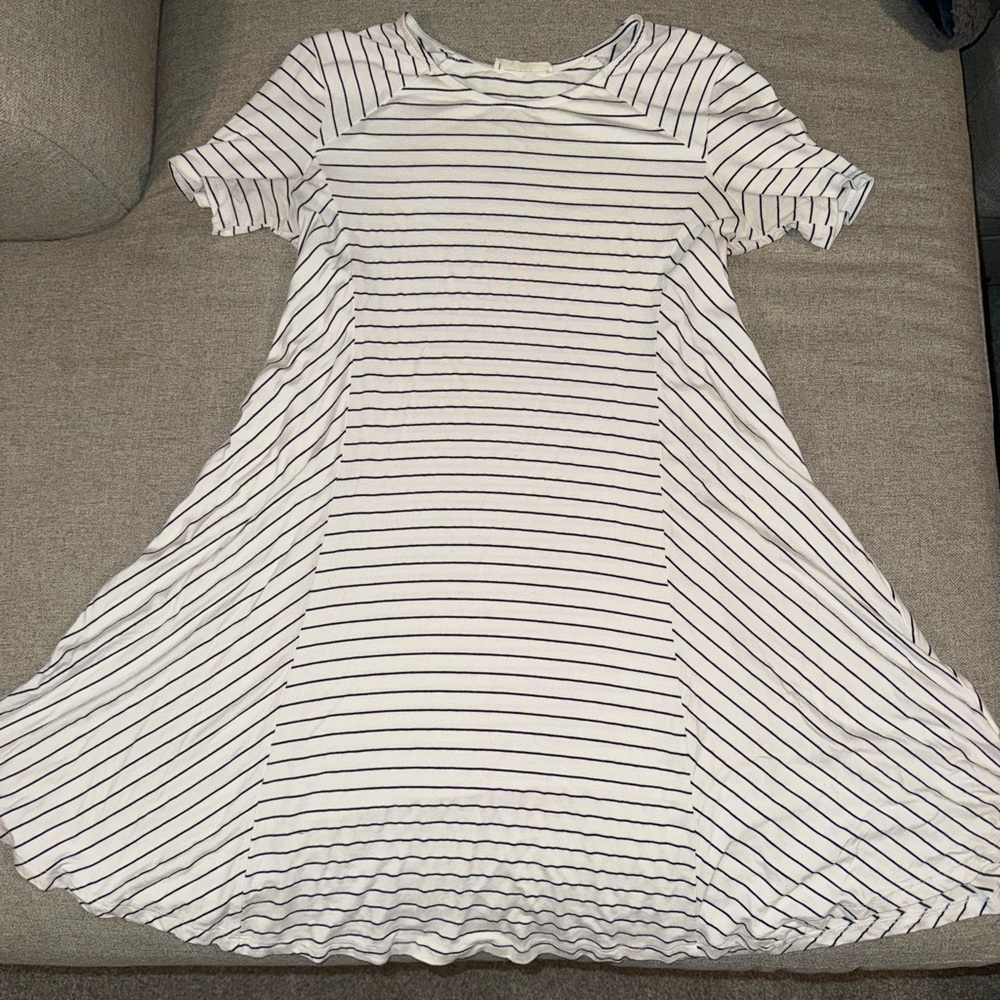 American Eagle Outfitters White and Black Striped Mini Dress